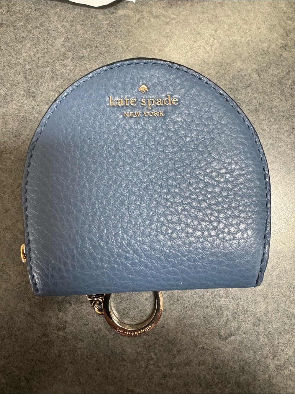 Kate Spade Blue Pebbled Leather Coin Pouch with Keyring